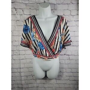 Flying Tomato Cropped Floral Boho Style Top Tie Back Size Large